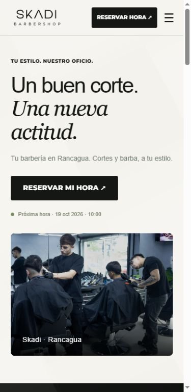 Web móvil de Skadi Barbershop
